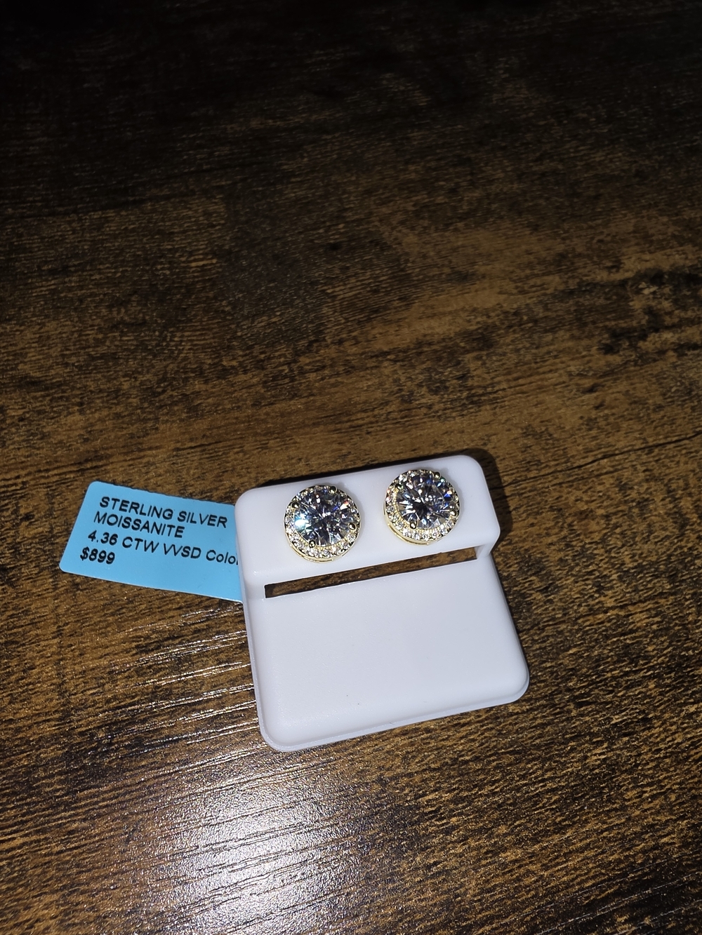 14k Gold Vermeil Moissanite Halo Stud Earrings - 4.36 CTW VVSD